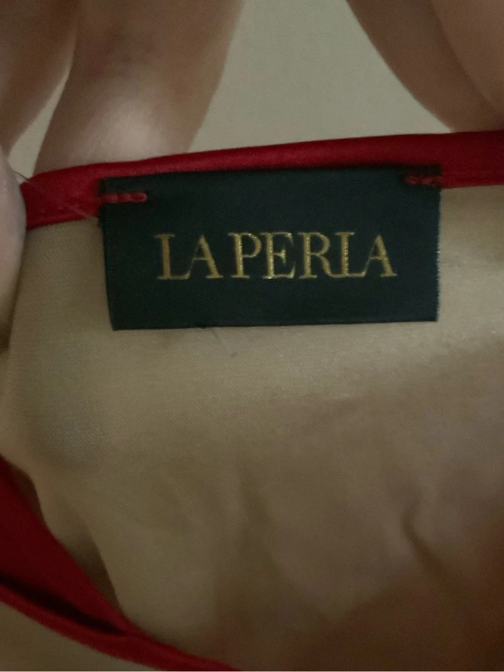 Vintage La Perla Silk Satin Colorblock Slip Dress Red Nude XS